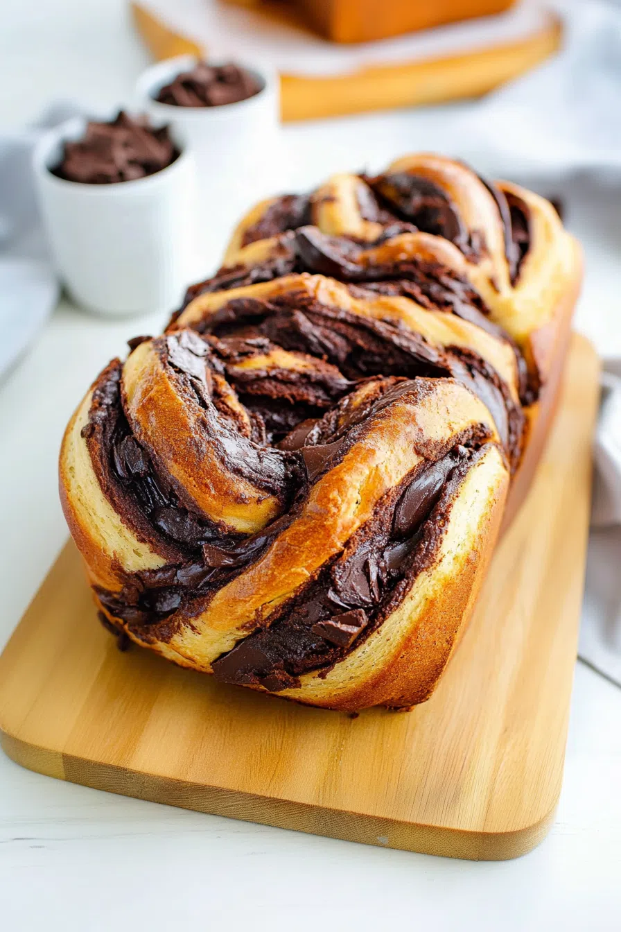 Rustic loaf with intricate layers and a shiny finish, perfect for dessert or brunch