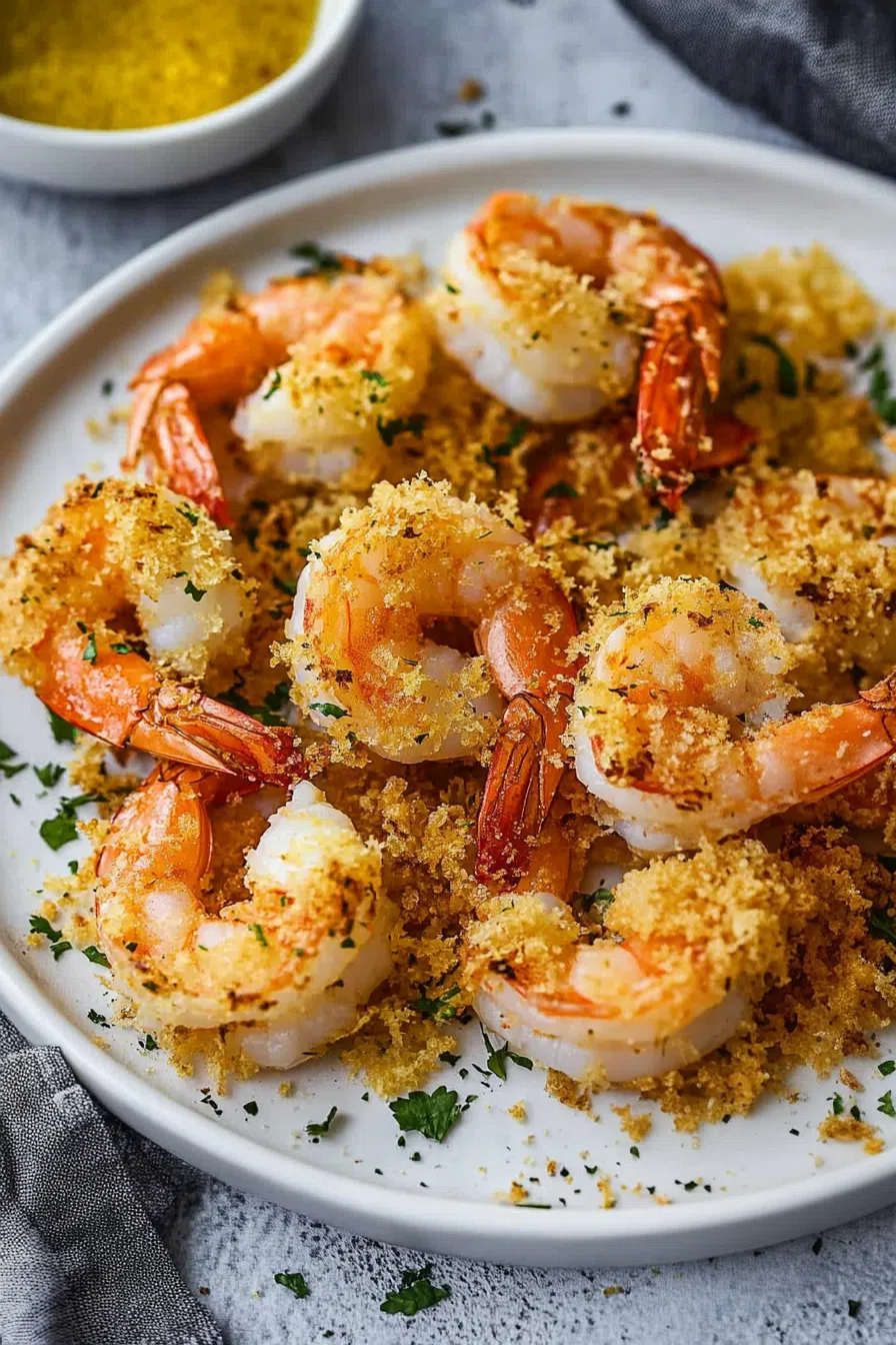 Plated appetizer featuring crispy pieces with a garnish of fresh herbs