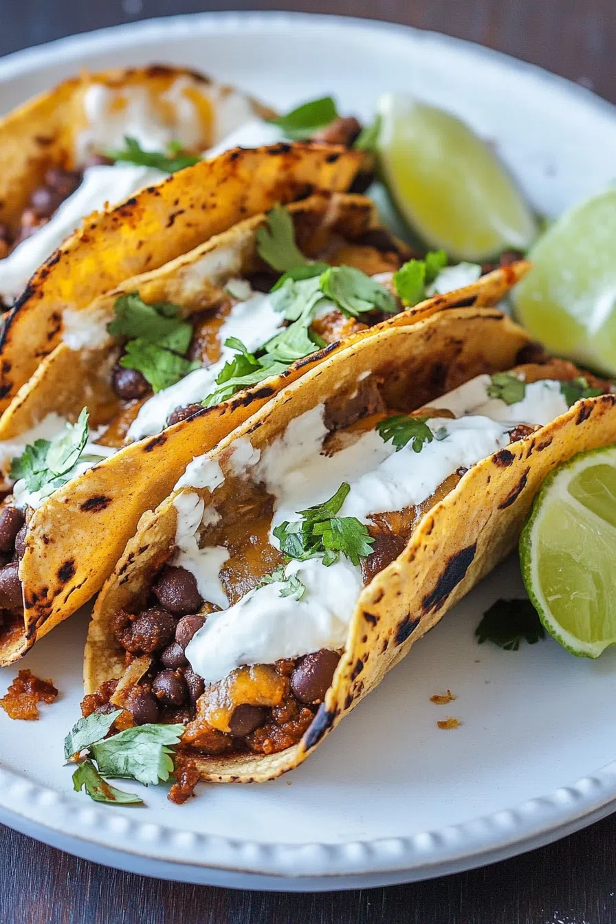 Warm, toasted snacks with a drizzle of crema and cilantro.