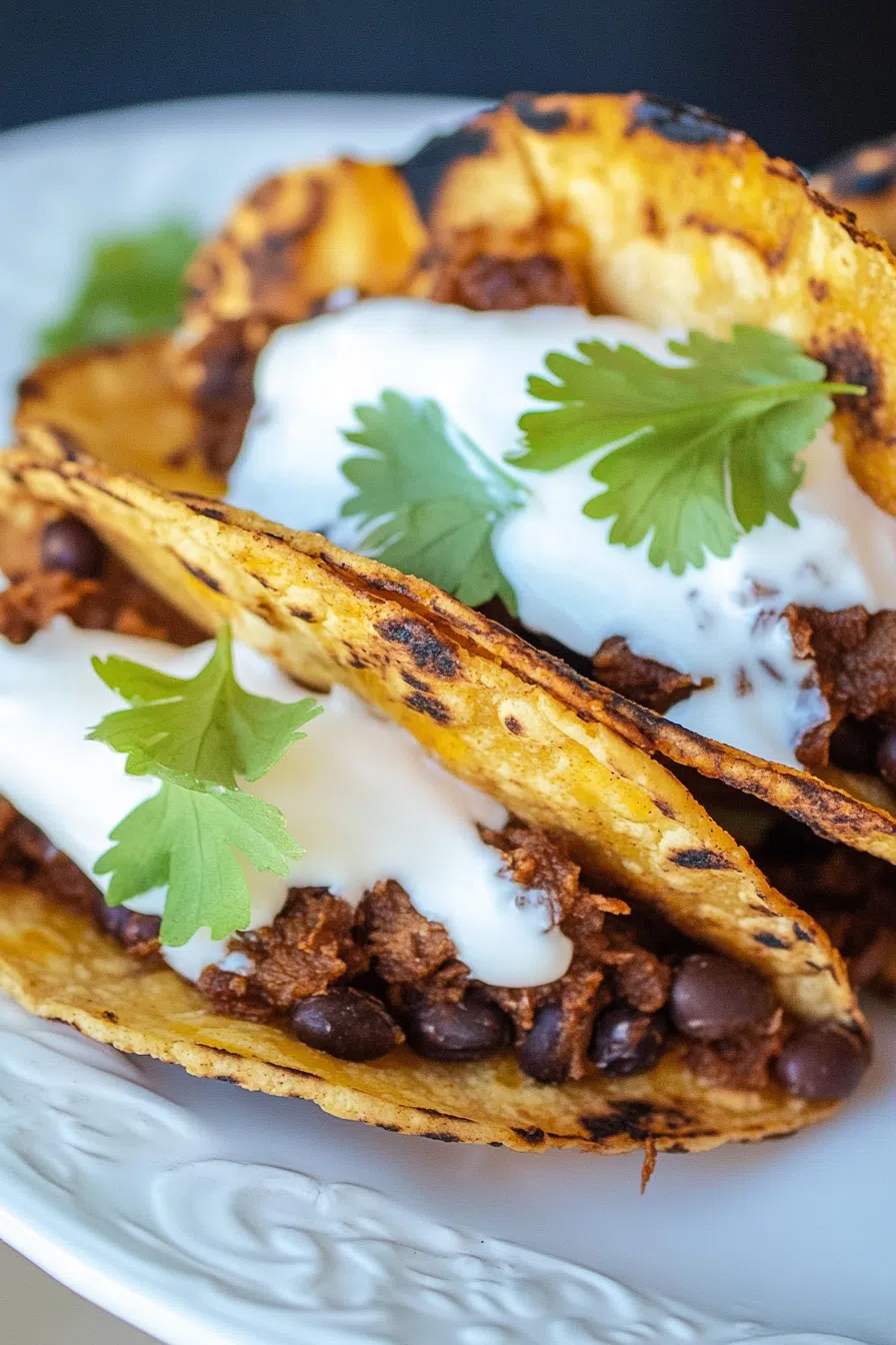 Golden, folded tortillas arranged on a rustic serving plate.
