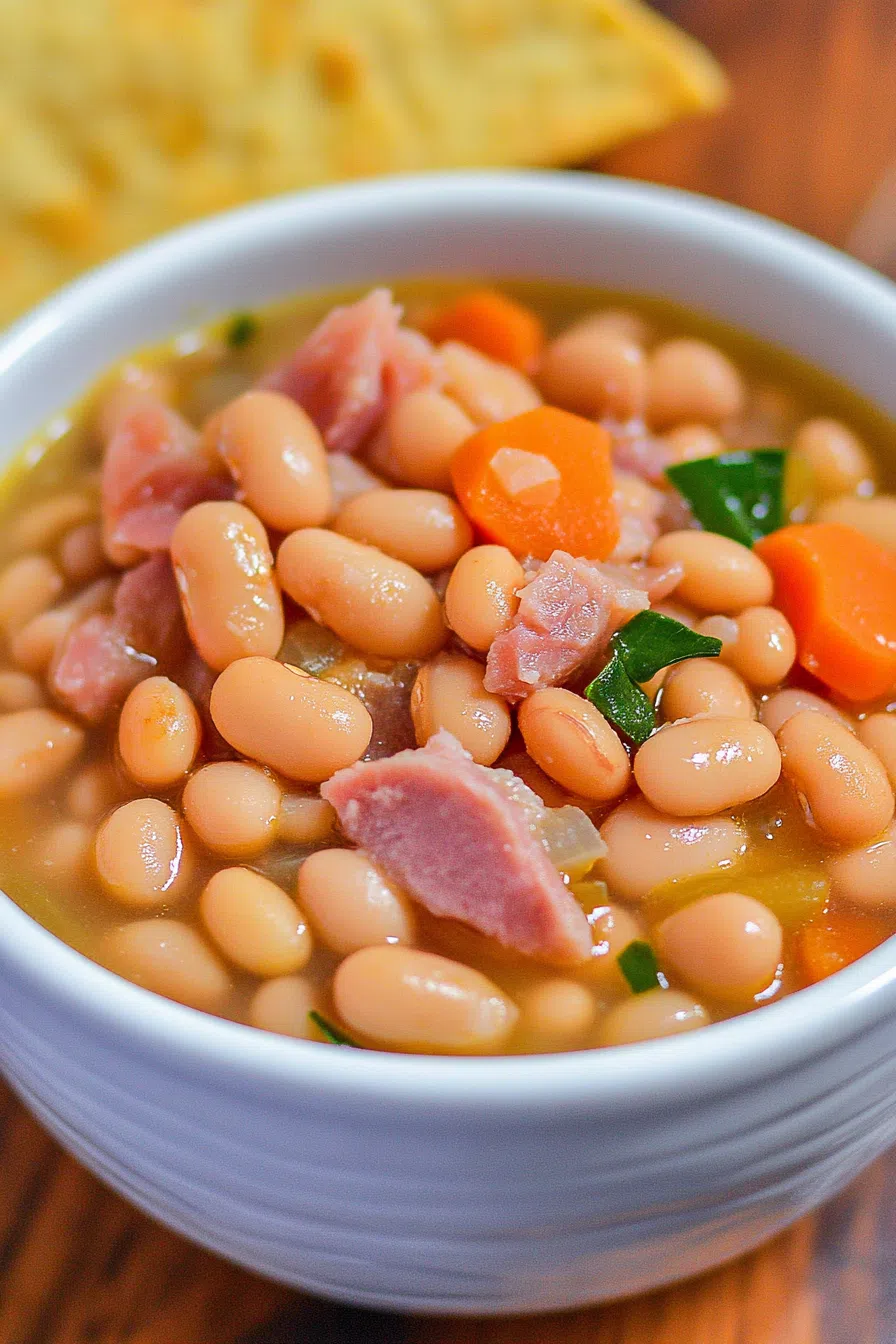 Warm, comforting dish served in a ceramic bowl with a side of crusty bread.