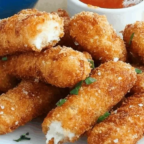 Plated, deep-fried bites with a golden coating and gooey center