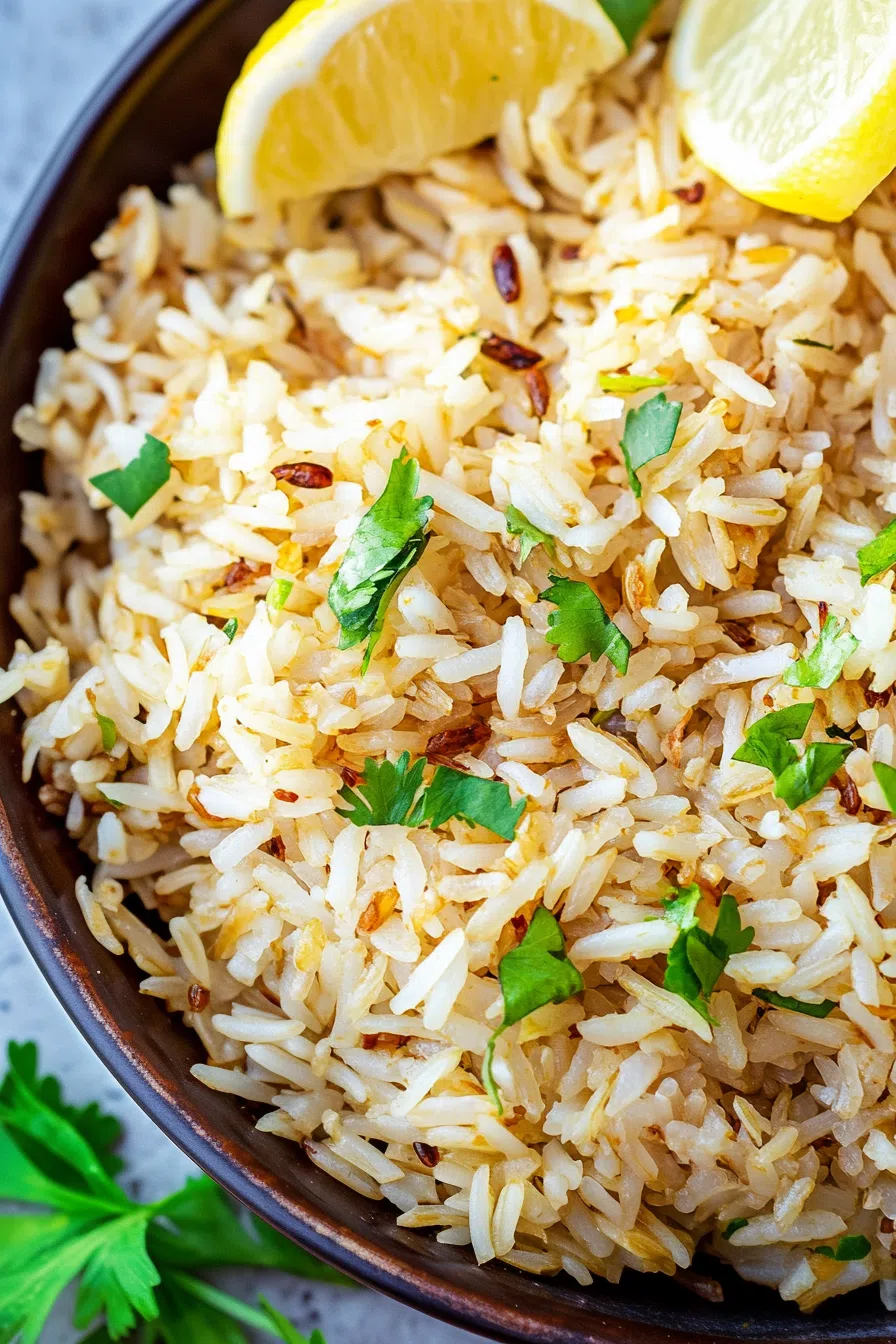 Warm side dish featuring tender grains and chopped spinach, styled simply.