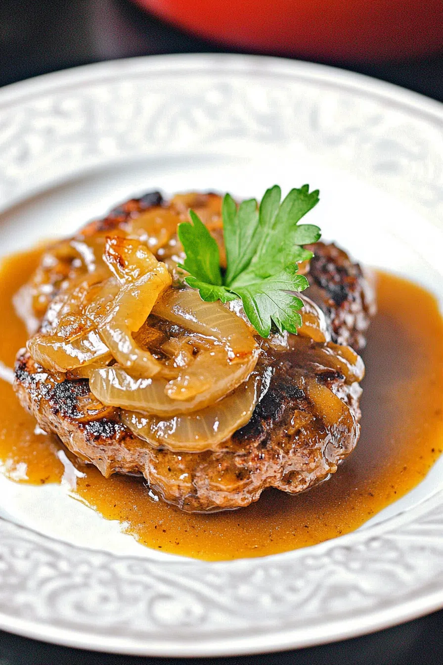 Comfort food plate with savory sauce pooling around the edges.