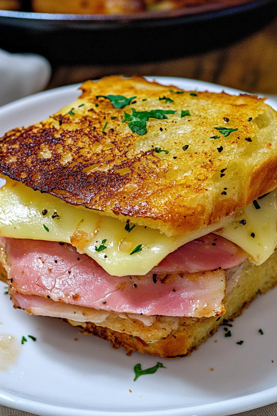 Close-up of pull-apart sandwiches with gooey centers and crisp, glazed tops.