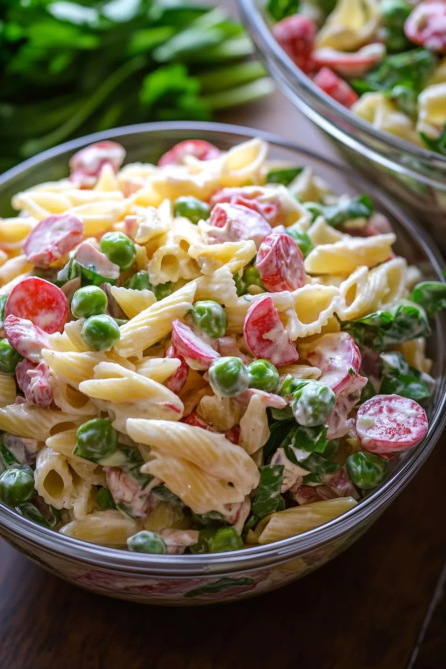 Fresh spring ingredients displayed in a vibrant, structured salad presentation.