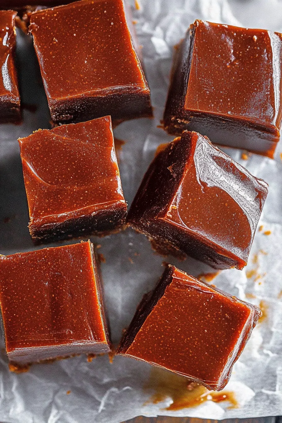 Close-up of smooth, rich fudge pieces with clean edges and a velvety finish.