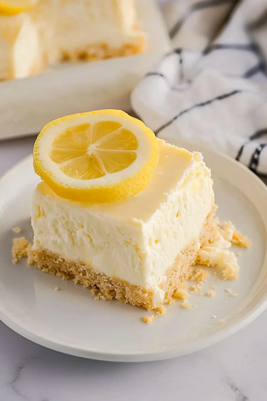 Close-up of chilled citrus-flavored slices neatly arranged on a white platter.