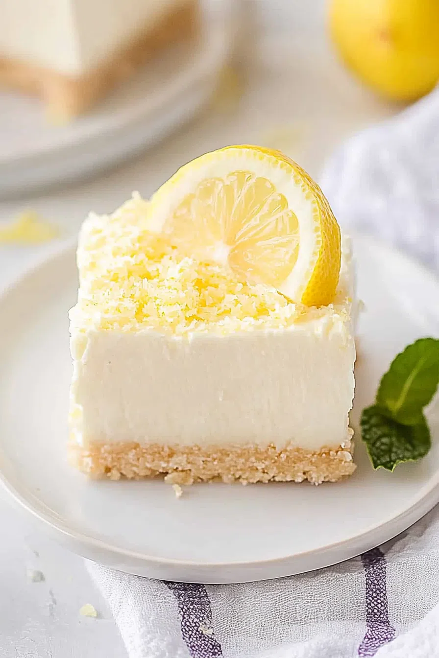 A no-bake treat with a smooth, pale yellow filling cut into clean squares.