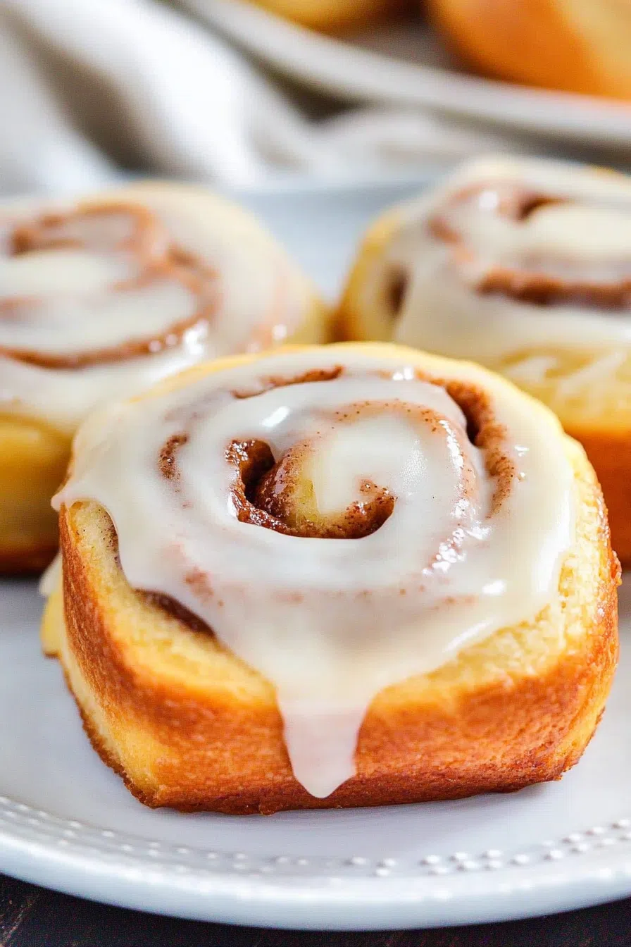 Close-up of golden baked swirls filled with cinnamon and sugar, fresh from the oven