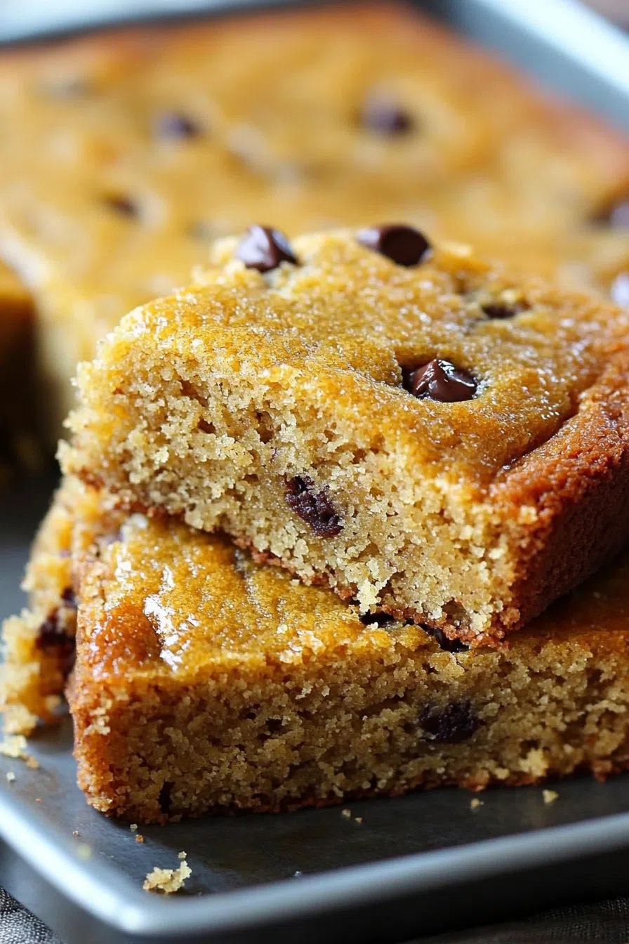 Close-up of a moist, spiced dessert with a dusting of powdered sugar.