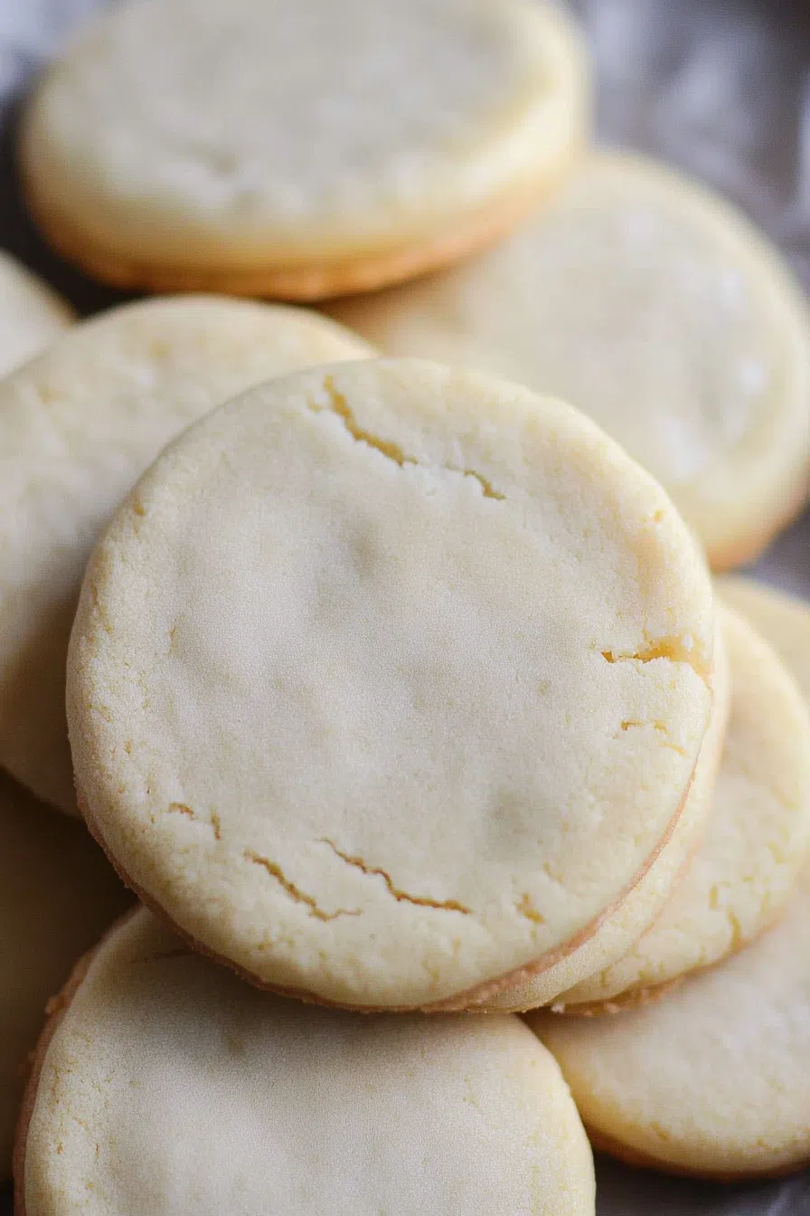 Close-up view highlighting the crumbly texture and clean cut lines of the slices.