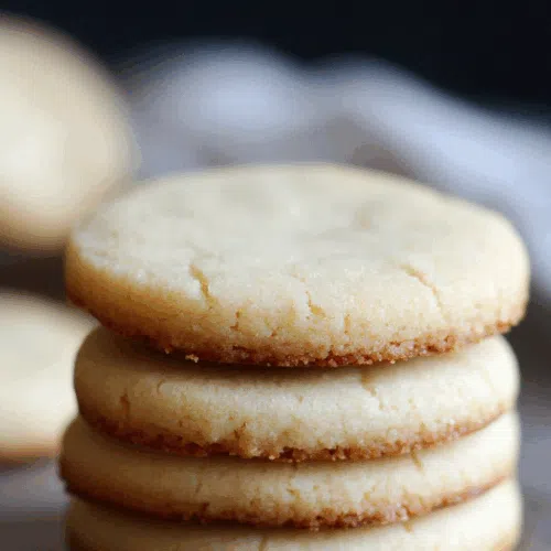 Close-up of golden-edged cookies with a soft, crumbly texture