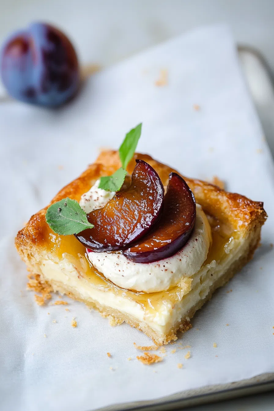 Individual tart portions with a glossy finish and layered toppings.