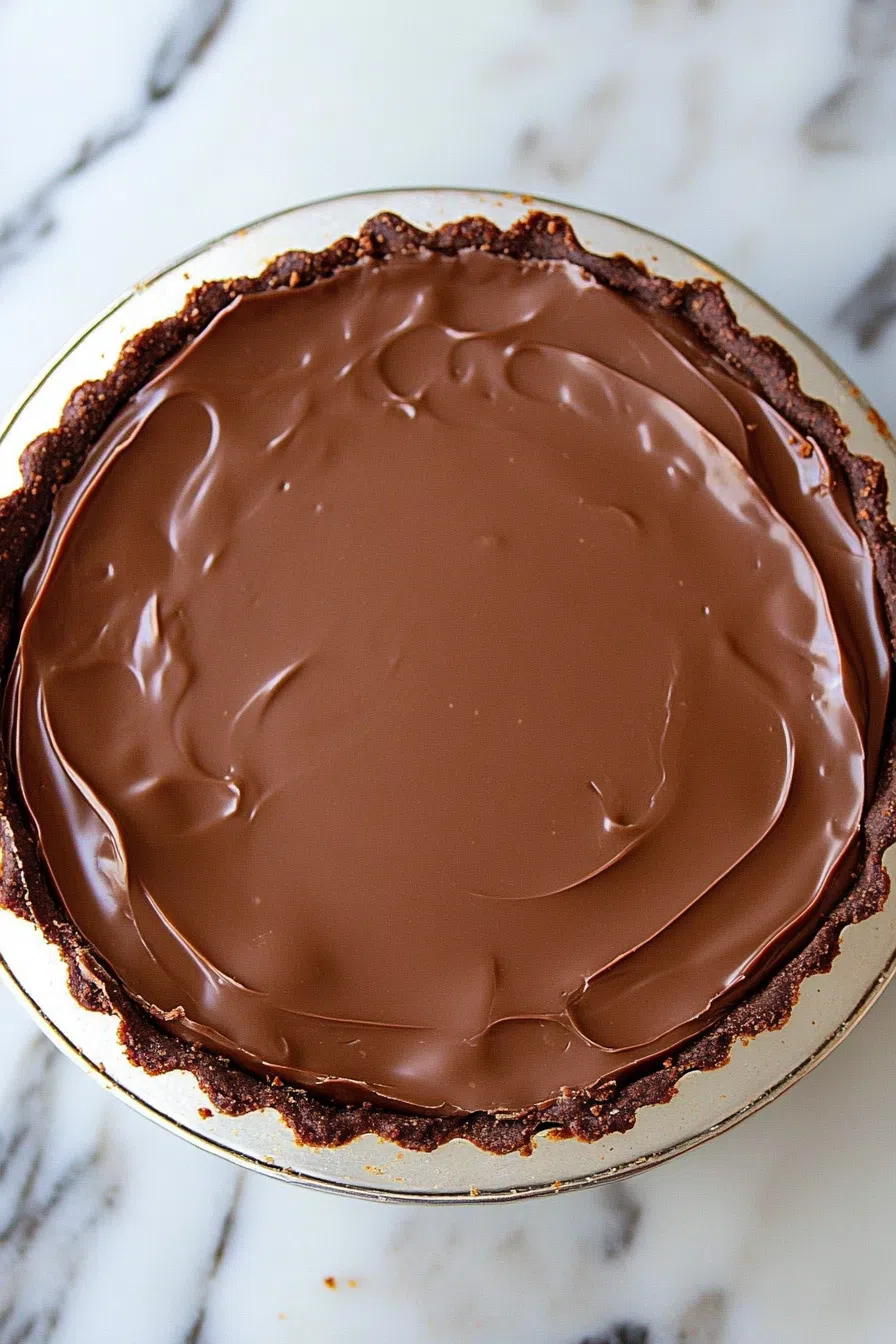 Reese Peanut Butter Cups Pie with visible candy layers and swirls of whipped topping.