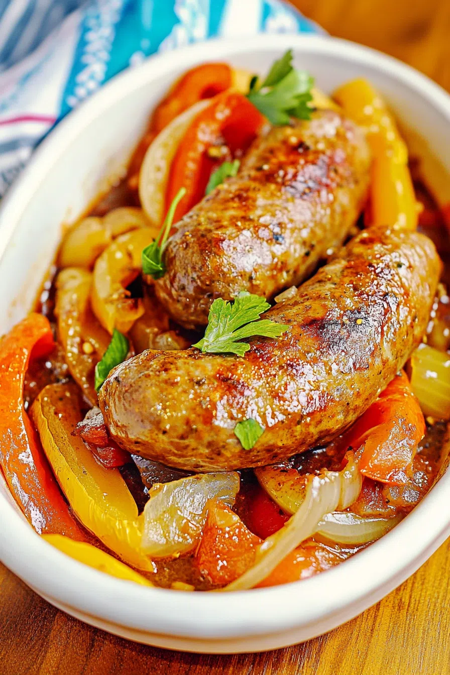 Overhead shot of a vibrant cooked dish with caramelized ingredients.