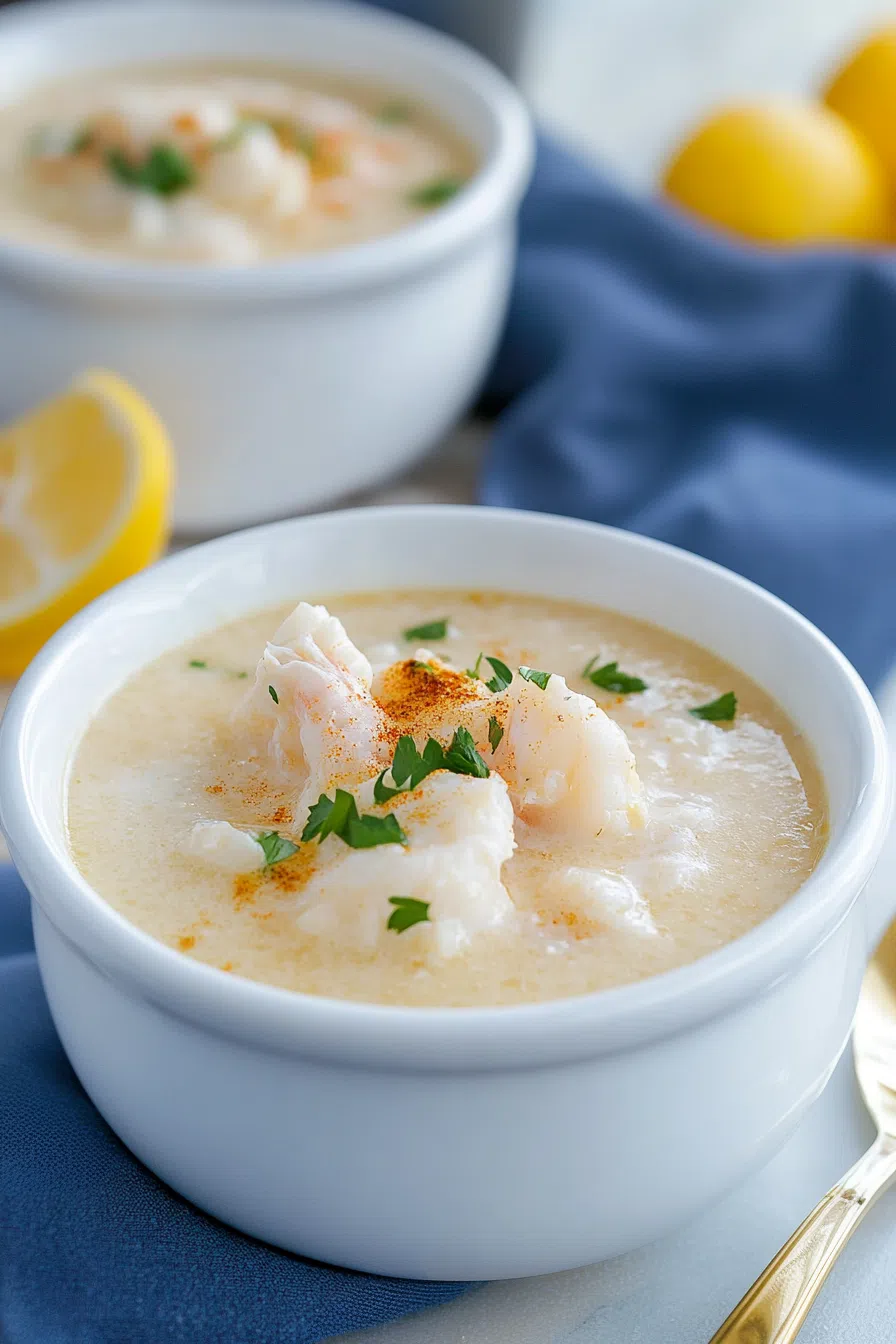 Elegant bowl of soup presented on a linen napkin with a soup spoon beside it.