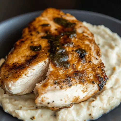 A close-up of sautéed chicken, showcasing its golden crust and zesty sauce.