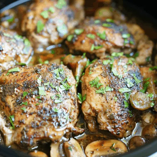 Close-up of a hearty plated meal featuring dark, glazed chicken pieces and vegetables.