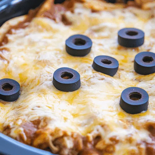 Melted cheese bubbling over a rolled tortilla dish in a serving tray.