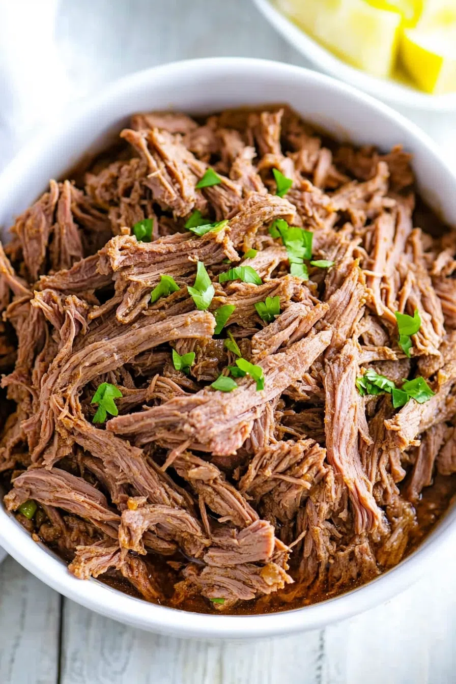 Savory dish with tender beef, served alongside roasted vegetables.