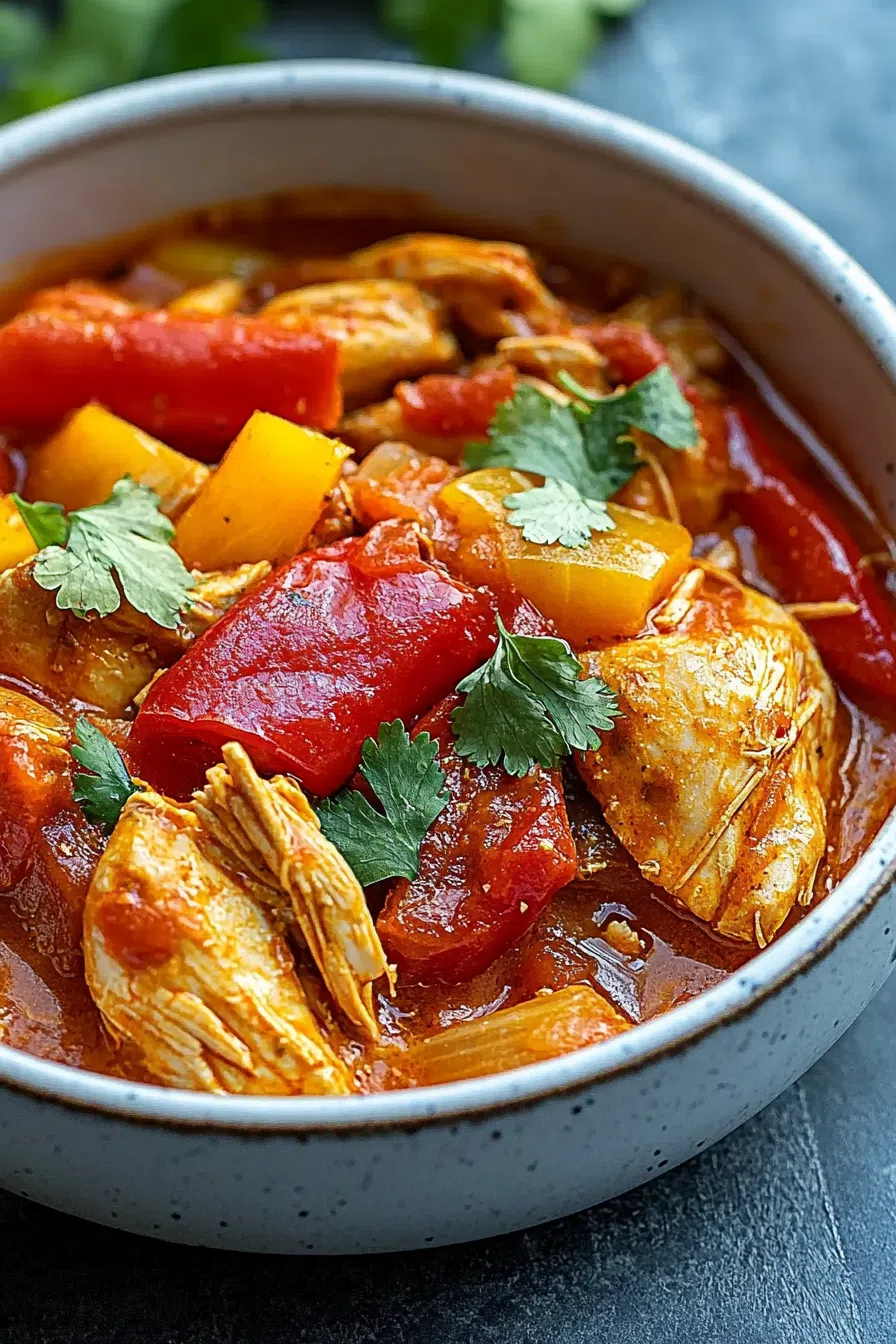 Hearty serving of tender meat in a tomato-based sauce with vegetables.