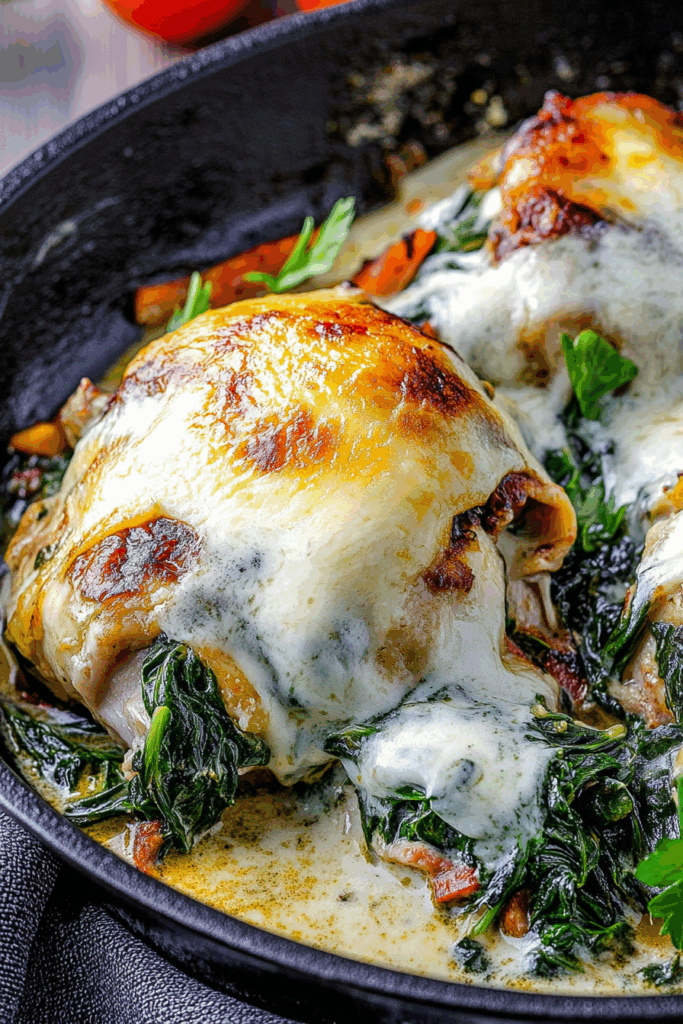 Comfort food portion ready to eat, served with a creamy vegetable mixture.