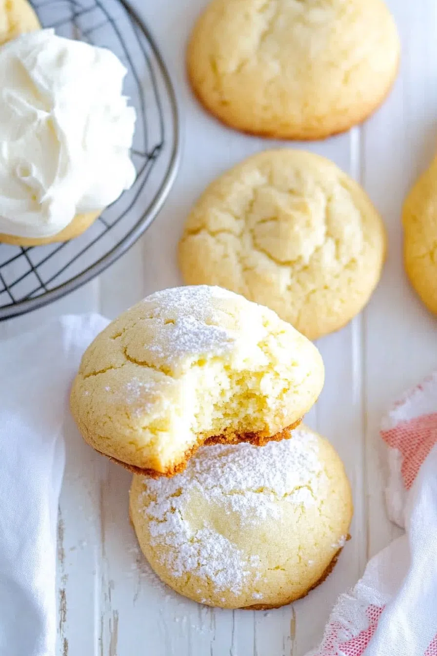Soft cookies cooling on a wire rack, topped with a light glaze.
