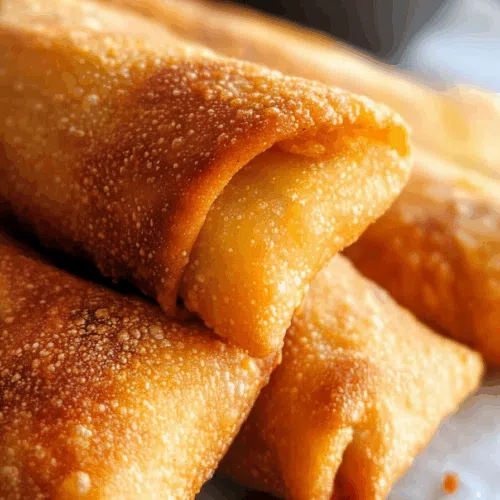 Crispy, golden rolls cut in half to reveal a colorful filling of beans, corn, and peppers.