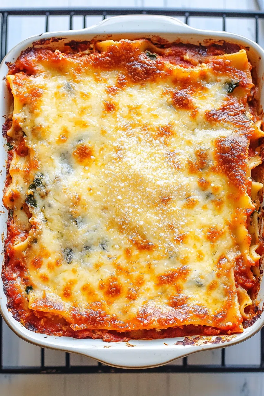 Golden, cheesy casserole dish fresh from the oven with crisp edges