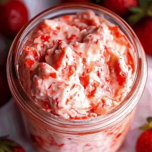 Smooth, whipped mixture displayed in a glass jar next to fresh fruit.