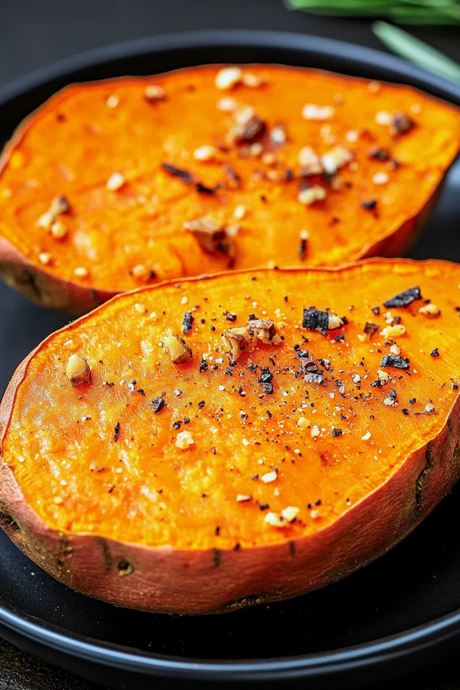 Warm, tender side dish plated simply with rustic styling