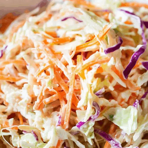 Chilled slaw-style salad with vibrant textures and a hint of sweetness.