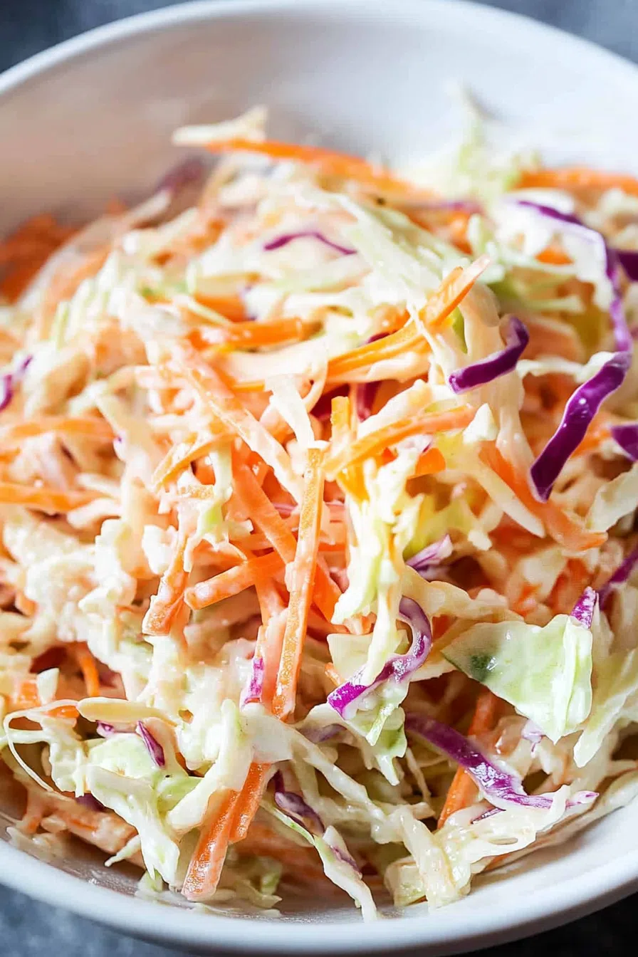 Chilled slaw-style salad with vibrant textures and a hint of sweetness.