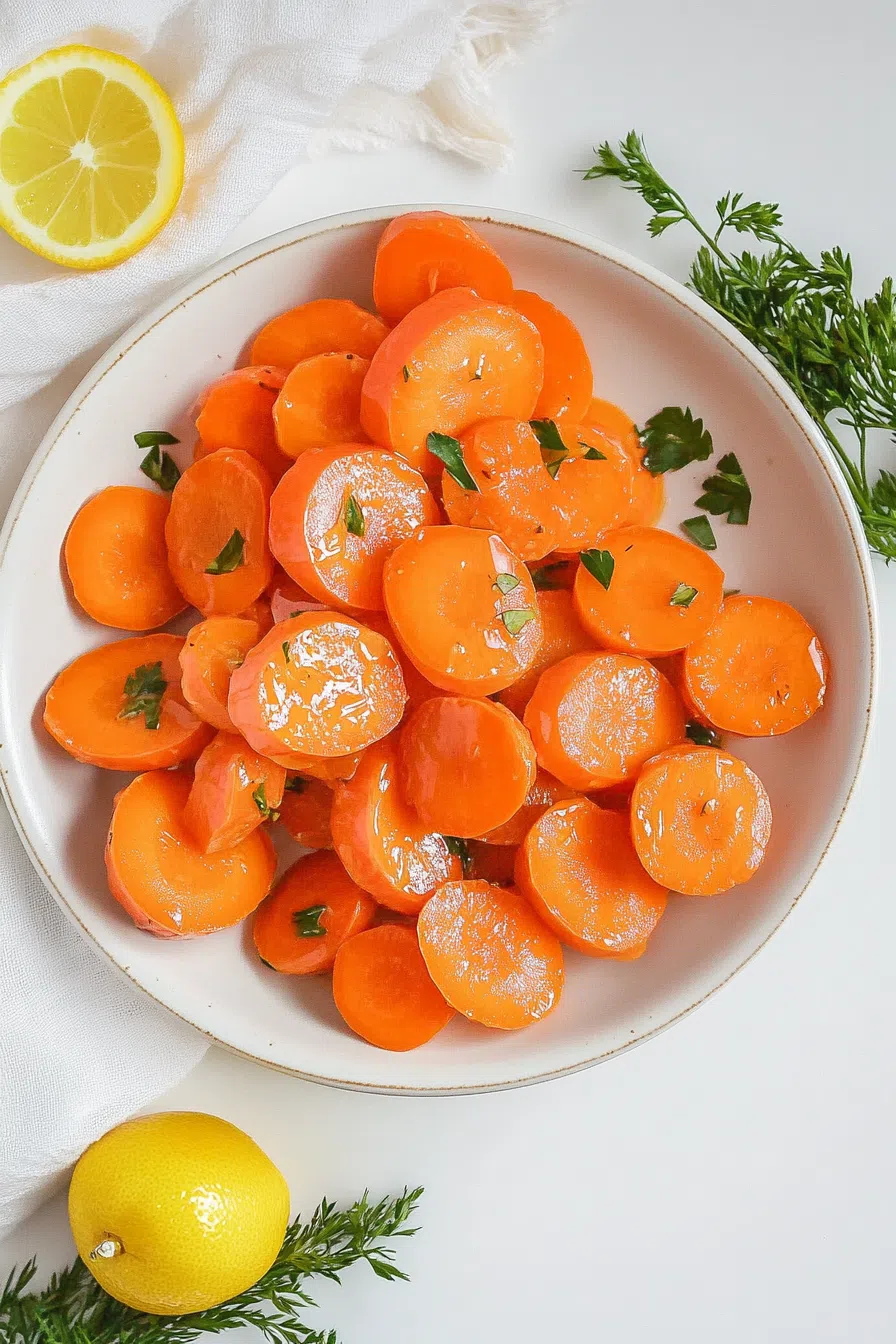 A rustic bowl filled with perfectly cooked carrots, garnished with parsley for added freshness.
