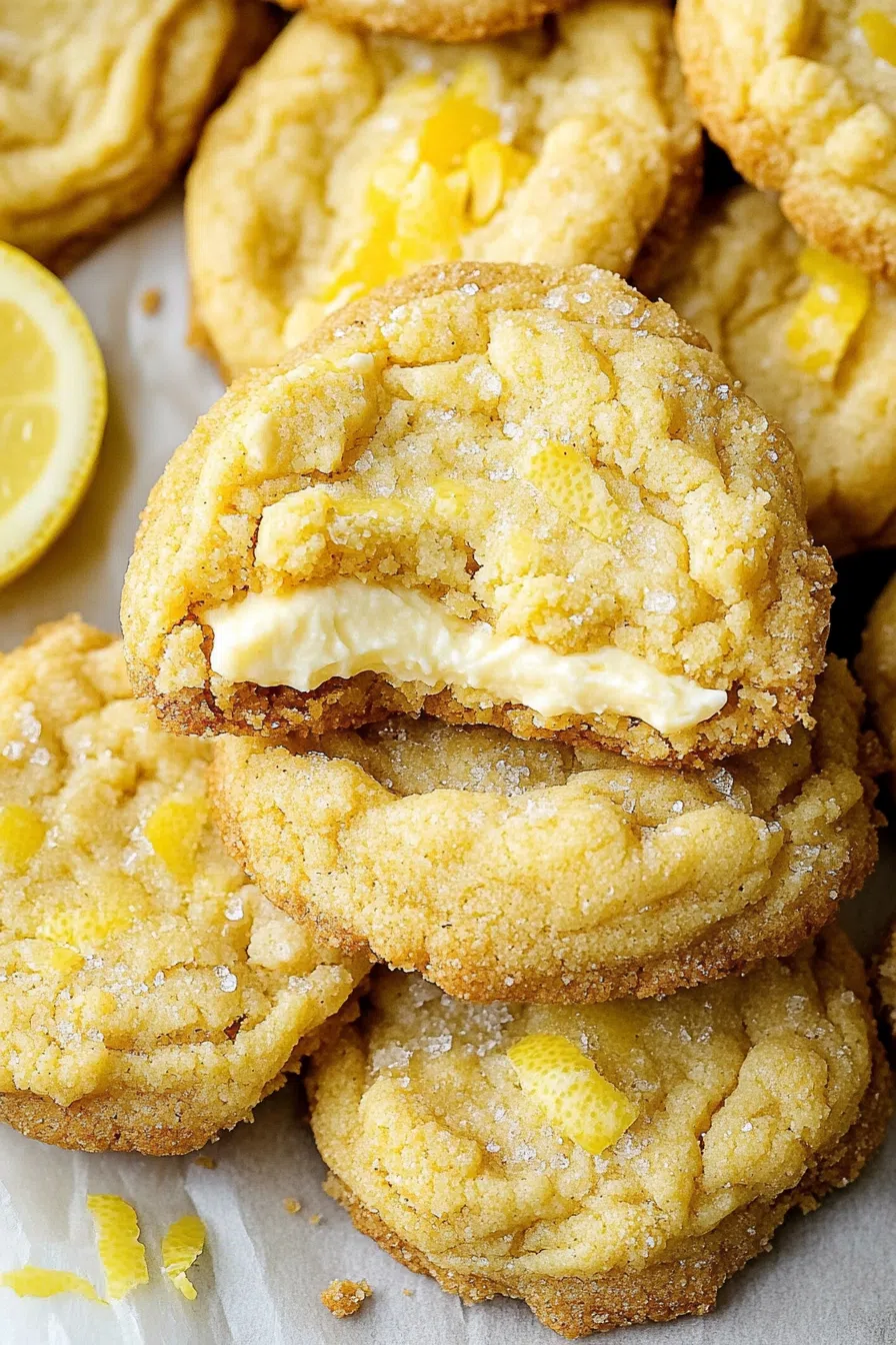 Baked dessert rounds with a slightly puffy texture and smooth filling in the middle.