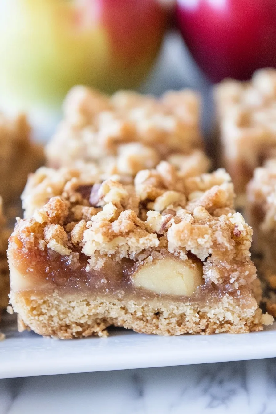 Close-up of rustic, nut-studded baked bars on a serving plate