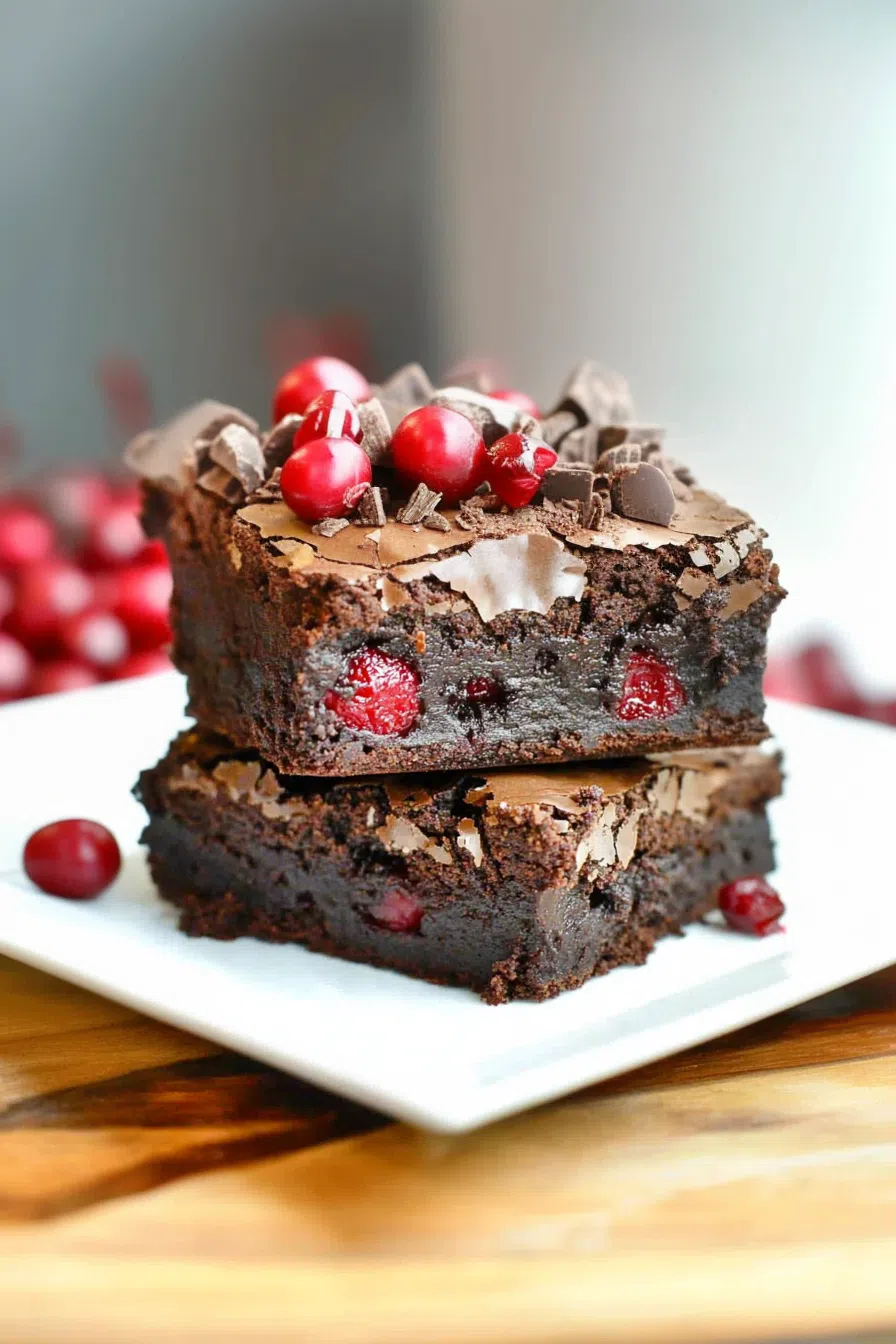 Fudgy baked squares arranged neatly on a white plate with a drizzle of chocolate.