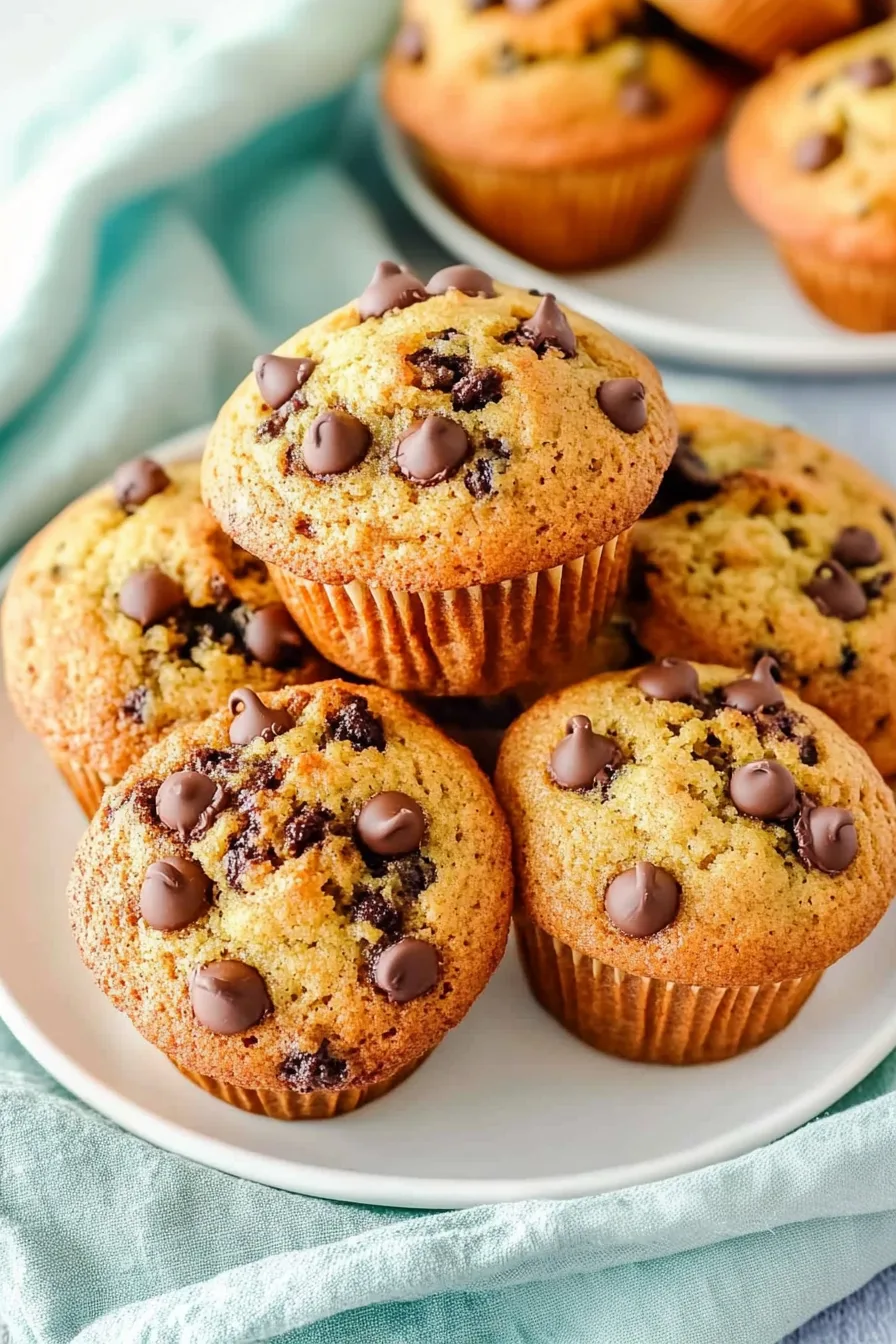 Overhead shot of a batch of warm muffins on a plate