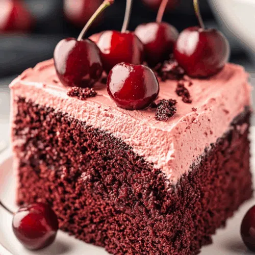 Close-up of a rich, chocolatey cake with a layer of fruit glaze.