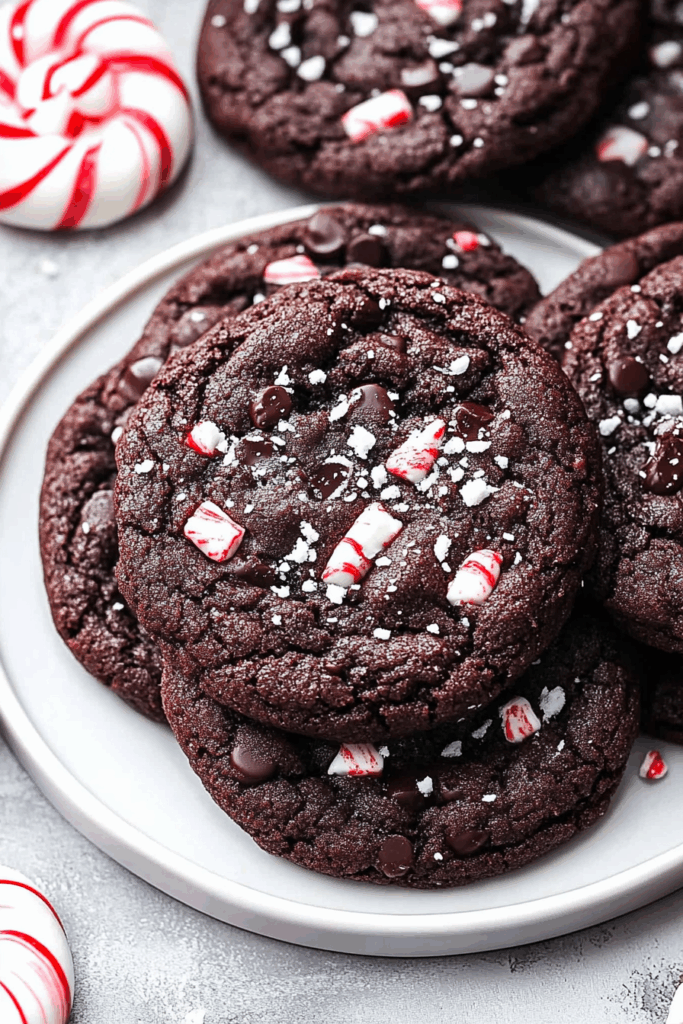 Stack of holiday-inspired treats on a festive serving plate