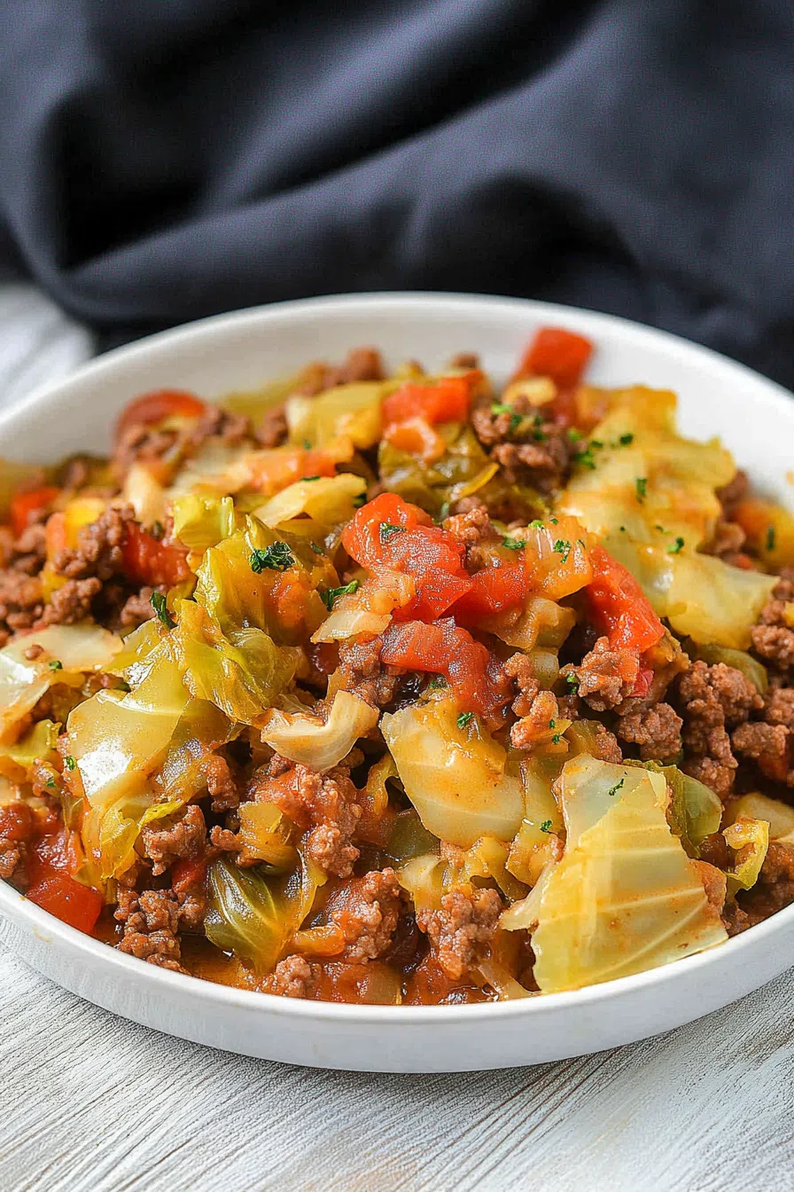 Hearty one-pan dish featuring chopped greens and golden bits of meat