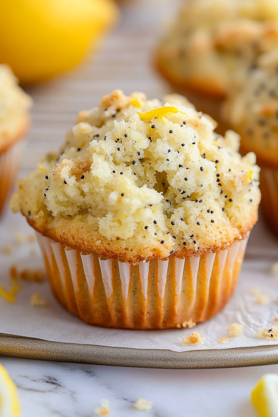 Close-up of moist, fluffy pastries with specks of poppy seeds.