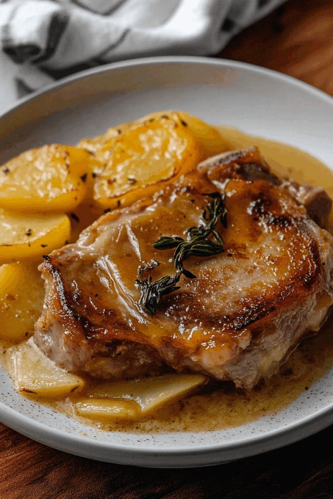 Hearty baked dish featuring golden-brown meat atop a creamy, rustic base