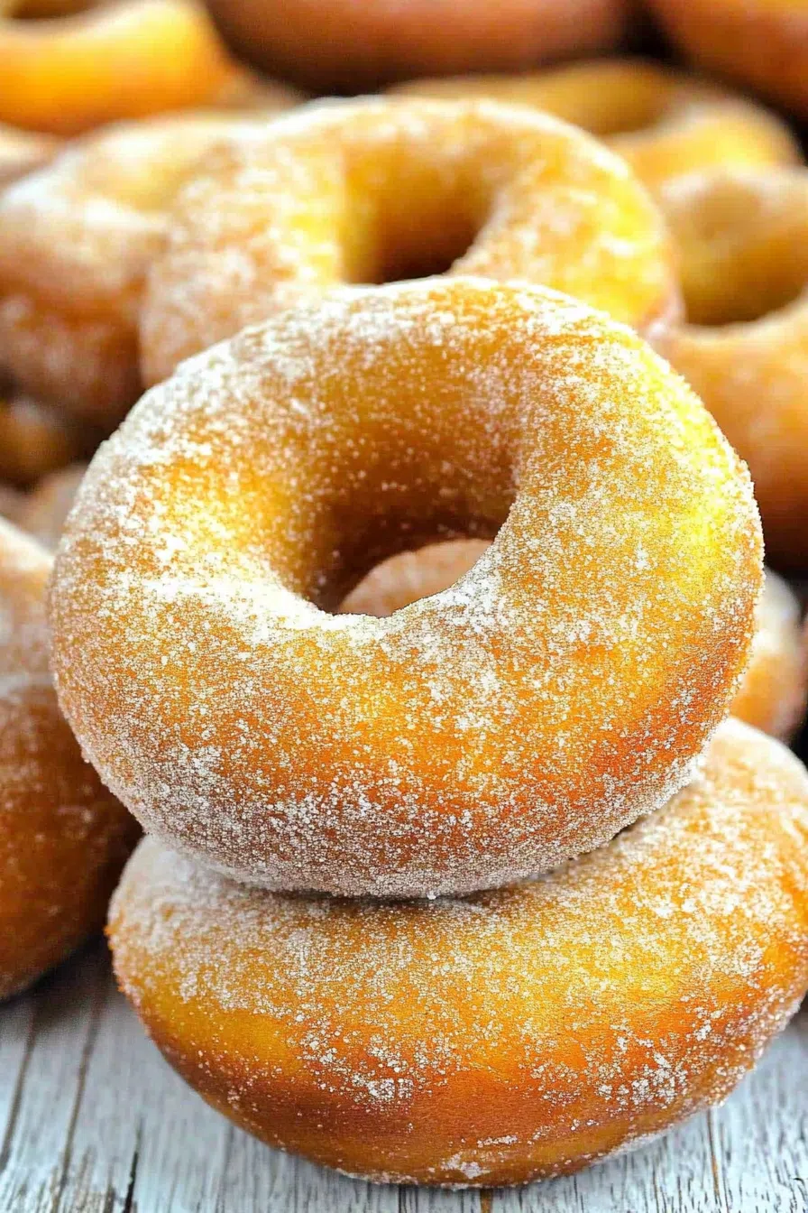 Close-up of round baked treats with a spiced sugar topping