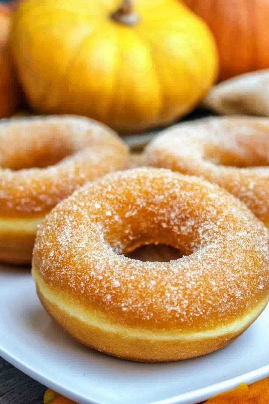 Overhead shot of festive doughnuts with warm autumn colors