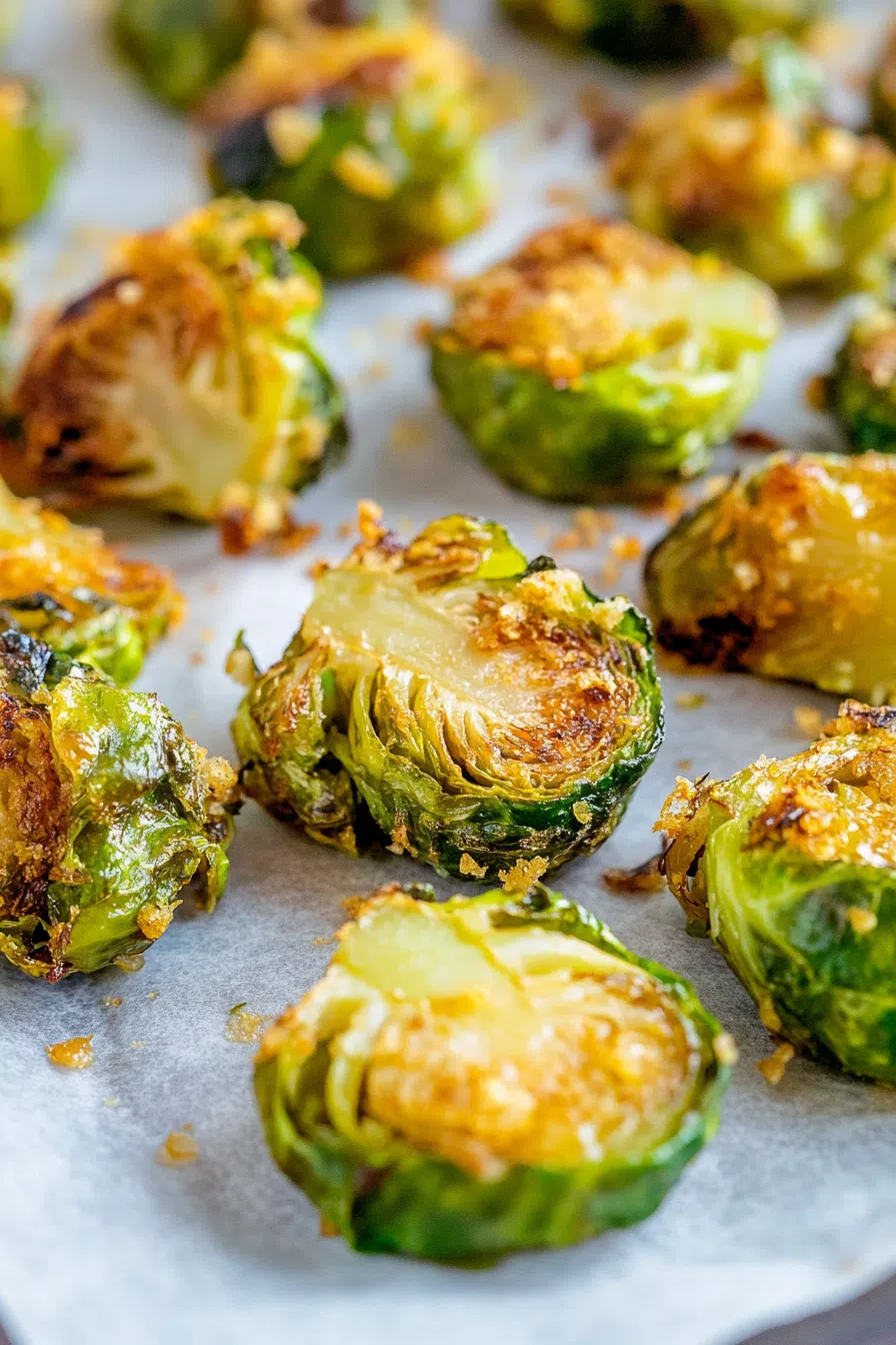 Close-up of caramelized veggie rounds flattened and baked to perfection