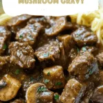 Steak Tips with Peppered Mushroom Gravy