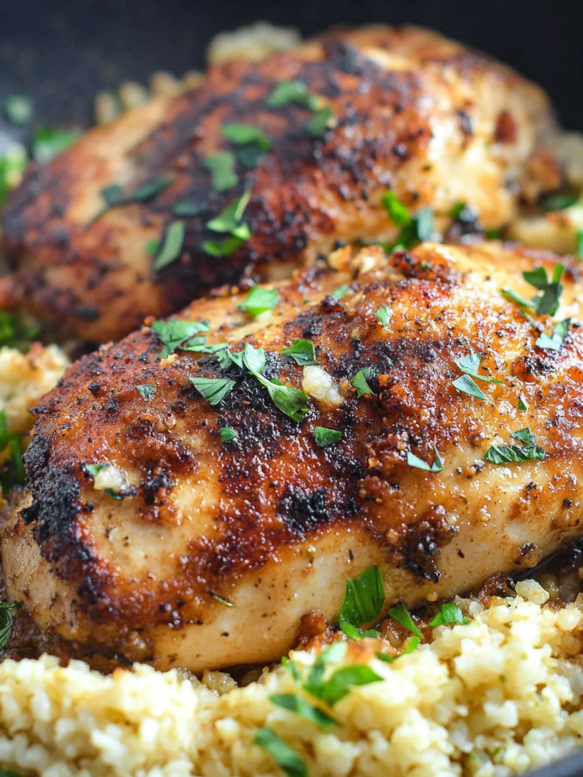 Garlic Butter Chicken with Parmesan Cauliflower Rice