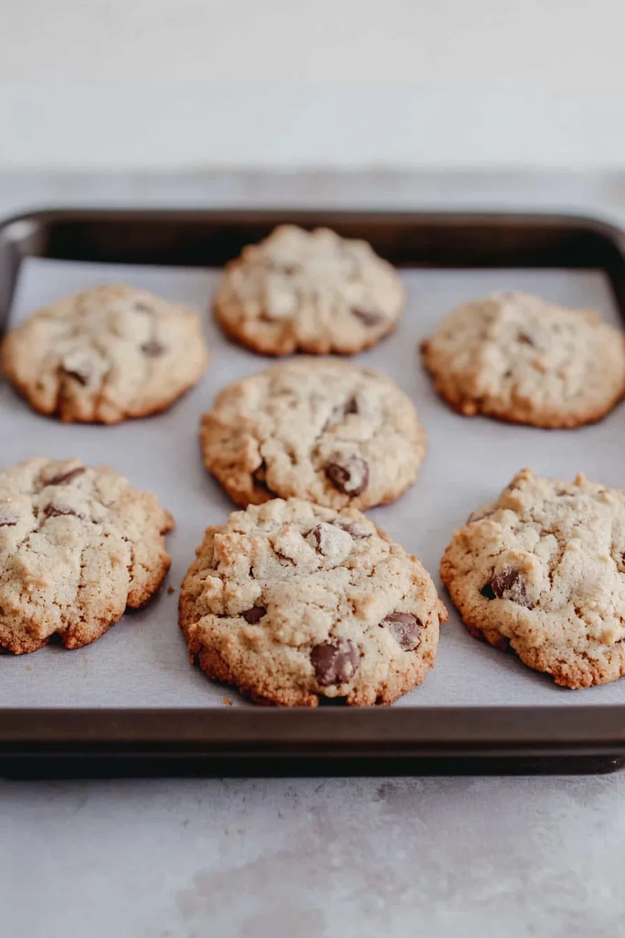 Sweet coconut and almond cookies cooling on parchment paper